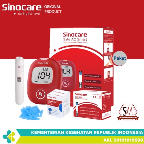 Sinocare Safe AQ Smart Alat Cek Gula Darah Paket Lengkap