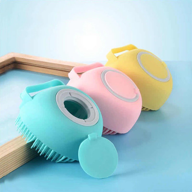 G8A aihogard sikat mandi badan bath brush back rubbing silicone with soap container - bbm985 - pink Or-i