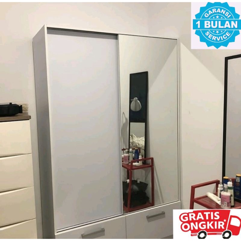 lemari sliding 2 pintu finishing HPL custom ukuran P120 x L50 x T200