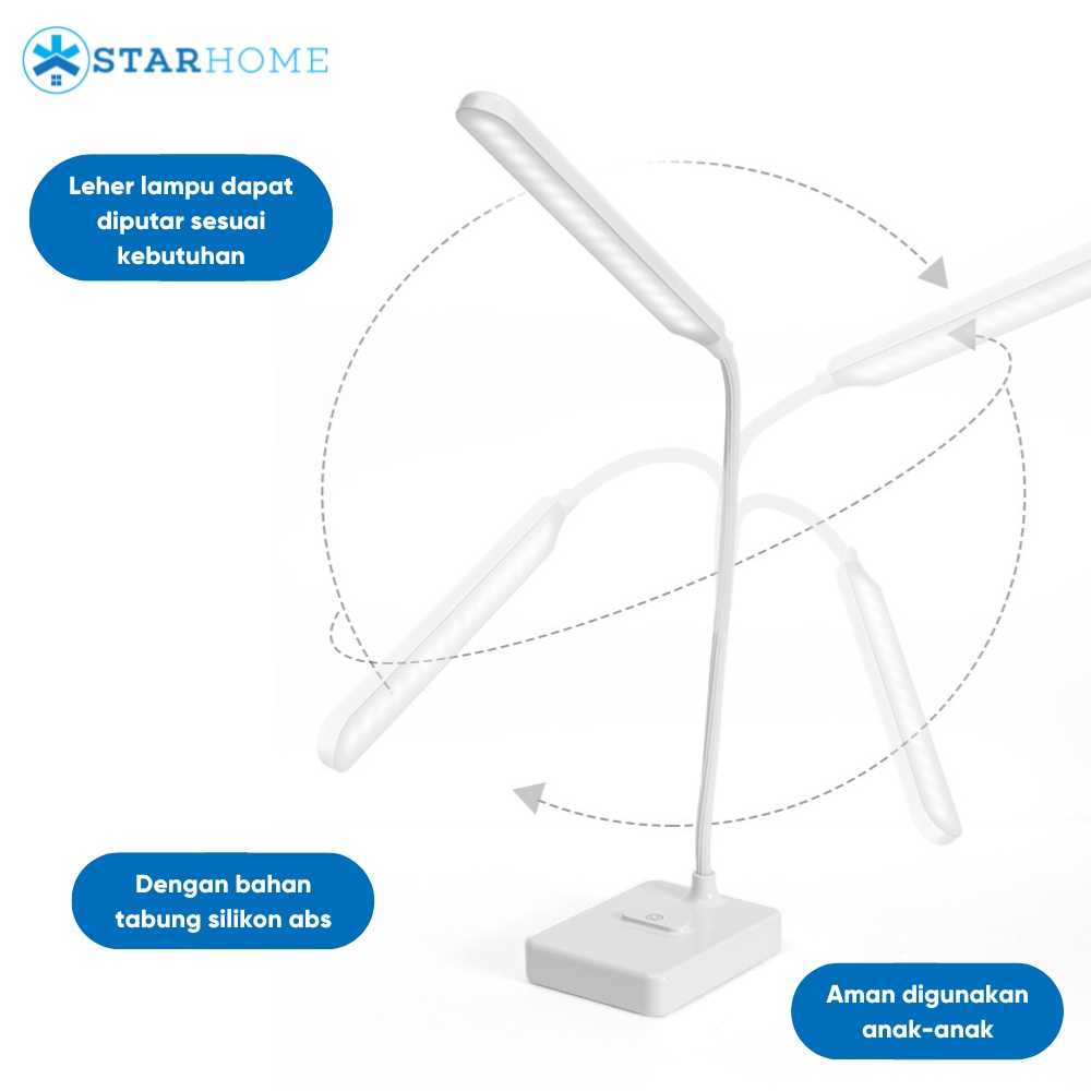Lampu Meja LED Desk Lamp Lampu Belajar Lampu Meja Lampu Baca 3 Warna Lampu Emergency Lampu 1901