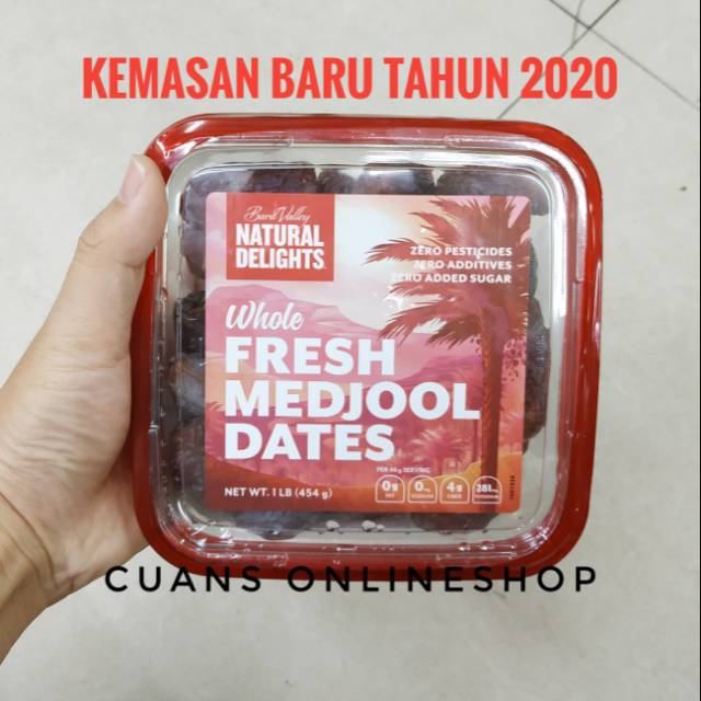 

Kurma Medjool USA 454gr Kemasan Baru Tahun 2020. Natural delights Fresh Medjool Dates