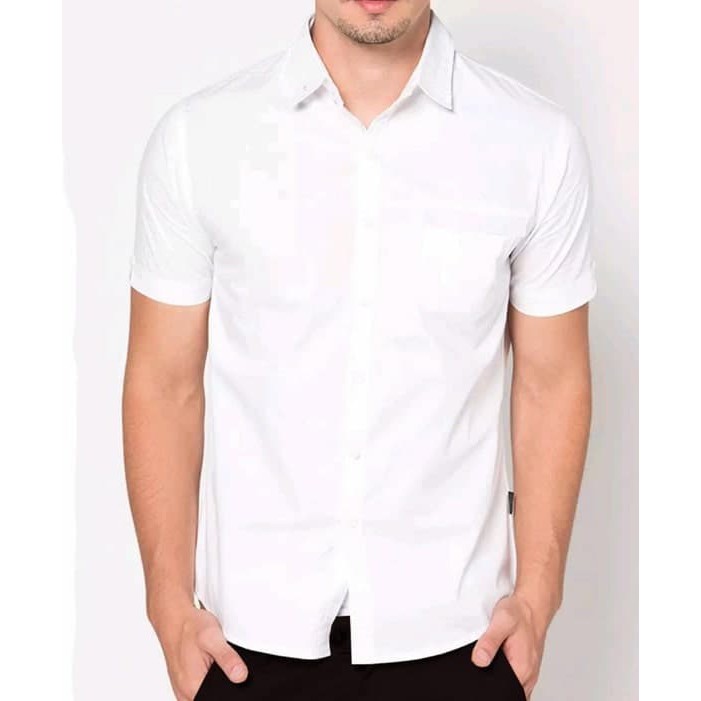 Baju Formal Pendek Putih Polos | Kemeja Formal Pria | Baju Kantor