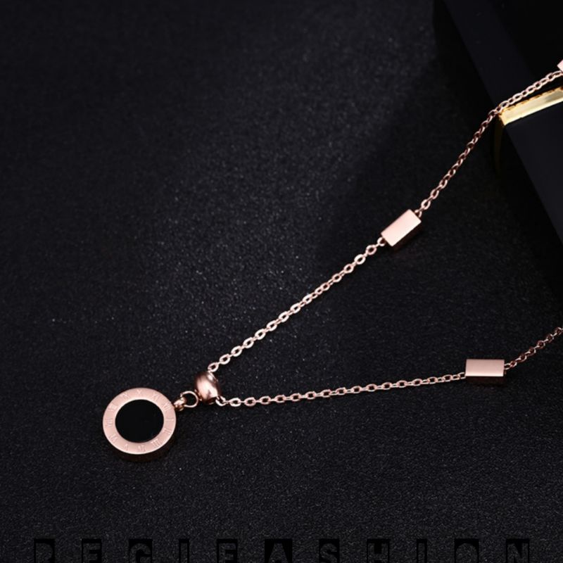 { COD } Kalung Titanium Wanita Rantai Dadu Liontin Bulat / Kalung Wanita Korea Model Terbaru / Kalung Titanium Asli Import