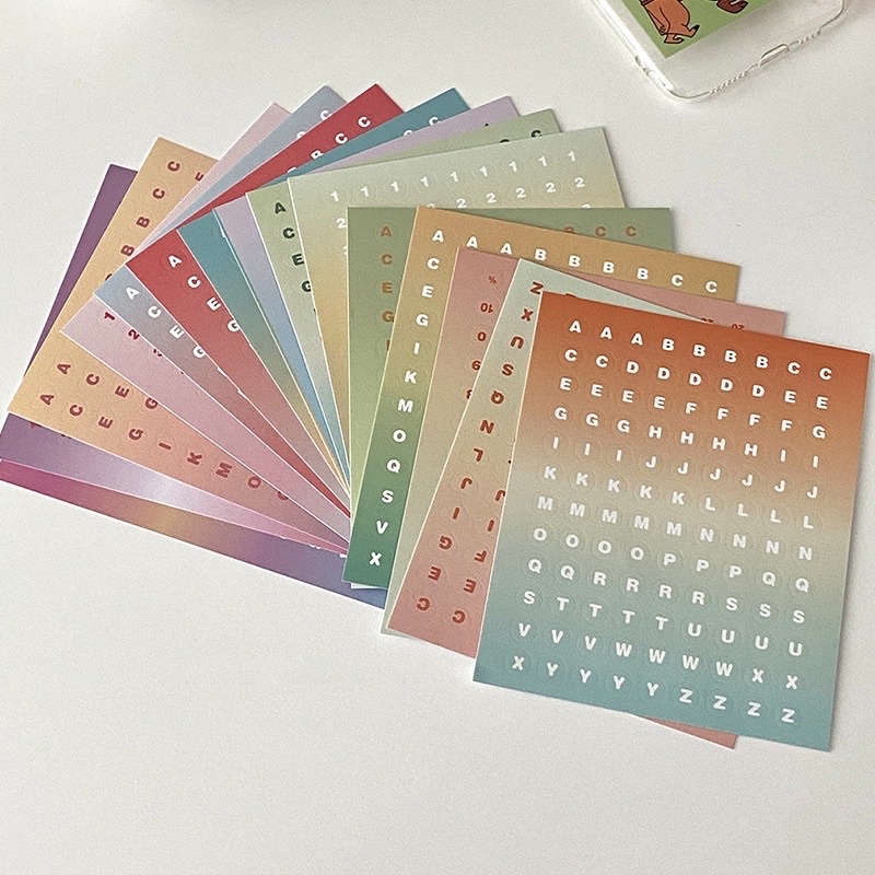 

[MIKUMI] 3 Pcs Gradient Alphabeth and Number Sticker Set | Stiker Alphabet | Alphabet Sticker | Stiker Huruf | Sticker Huruf | Sticker Sheets | Sticker Murah | Sticker Lucu | Deco Sticker | Sticker Deco | Stiker Deco |Stiker Jurnal