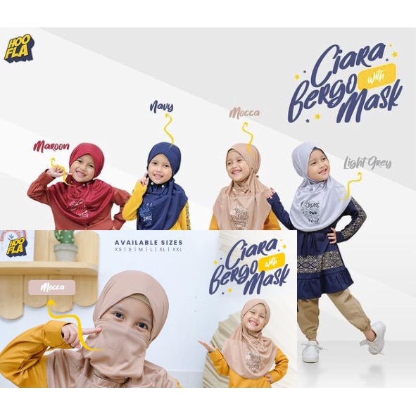 PROMO Kerudung Anak/Jilbab Bergo Anak Hoofla / Hijab Masker Instan Terbaru Original Premium 2021