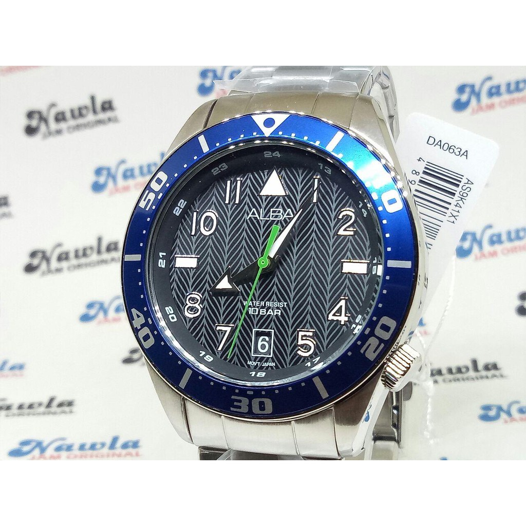 Alba Quartz AS9K41X1 Analog Blue Bezel - Jam Tangan Pria AS9K41