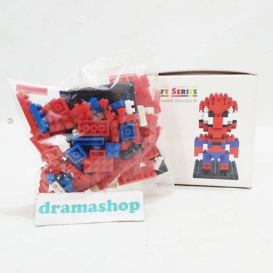 Mainan anak merakit Rakitan Lego Mini Brick Nano Diamond Block karakter spiderman