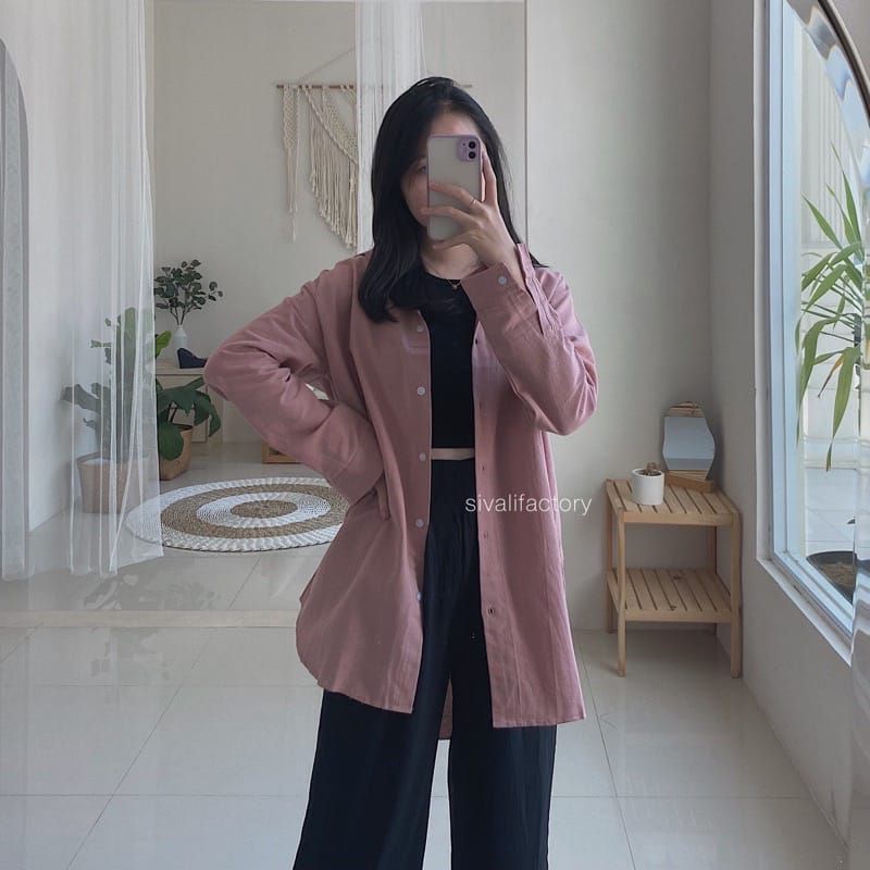 Olivia Shirt - Kemeja Oversize Linen Wanita - Kemeja Linen - oversized Linen