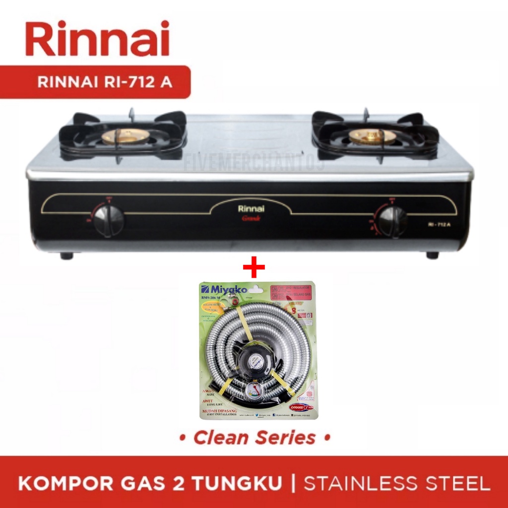 Kompor Gas Rinnai RI 712 A Top Plate Buka Tutul Api Besar Api Lilin Kompor Stainless Rinnai 712A Kompor Rinnai RI712A