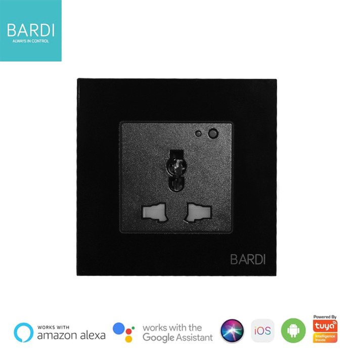 BARDI Smart Wall Socket Wifi UNI Black For Alexa GoogleHome Automation