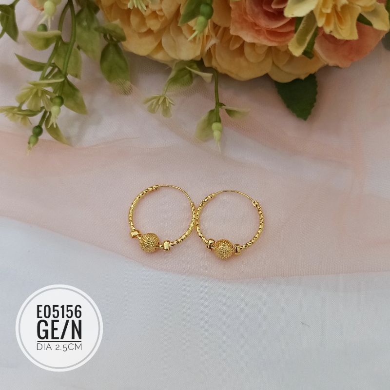 Anting Fashion Gipsy Bola Gold diameter 2.5cm E05156