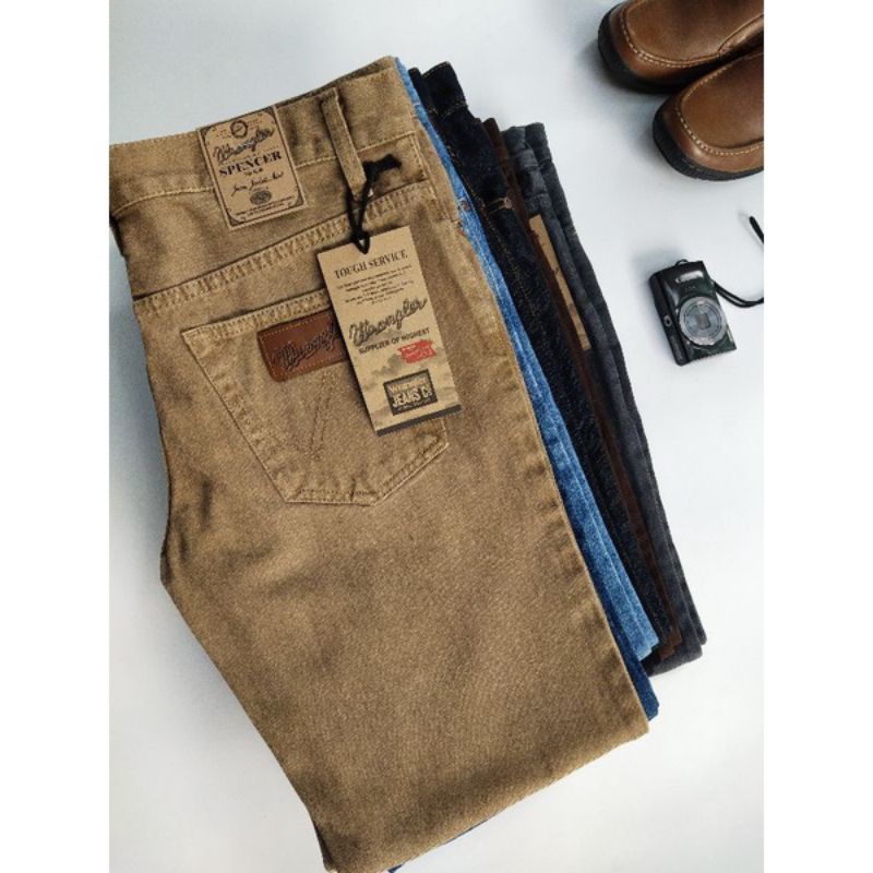 JJ - CELANA JEANS MODEL STANDAR REGULER WRANGL3R PRIA - COKLAT 28-38