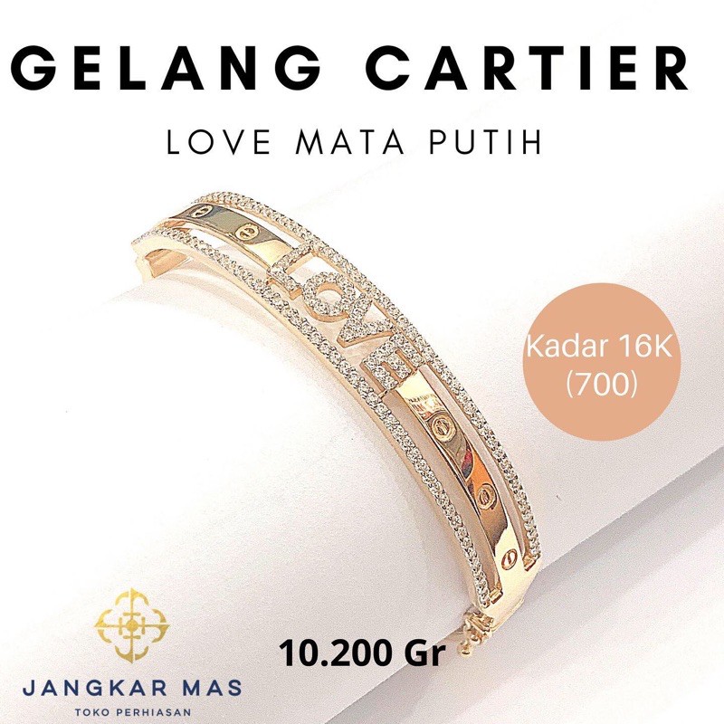 Gelang Emas Cartier Love Mata Putih 10.200 Gr