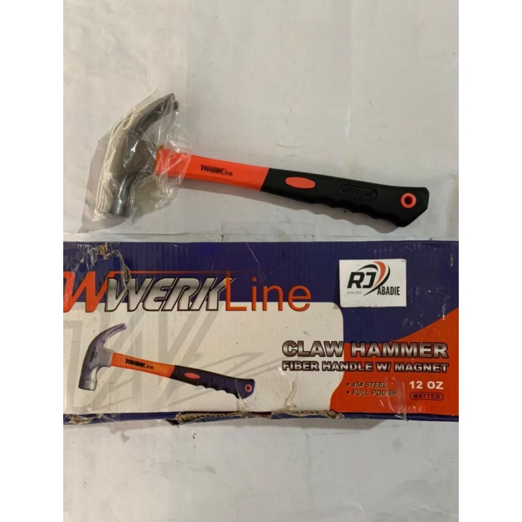 Palu Kambing Magnet Bergerigi GG Karet Claw Hammer WERKLINE 8 oz