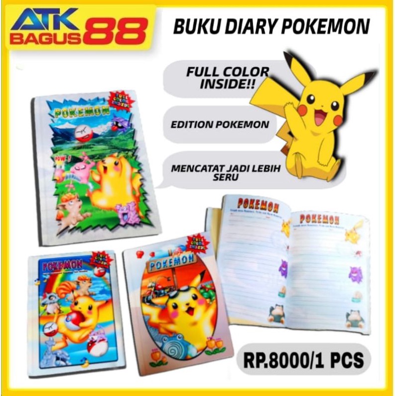 1 PCS Buku Diary Pokemon/buku catatan/buku tulis diary karakter