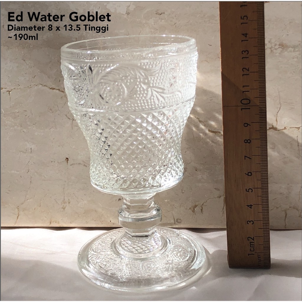 Ed Gelas Kristal Kaca | Gelar Ukir | Crystal Water Goblet | Gelas Antik Unik Vintage