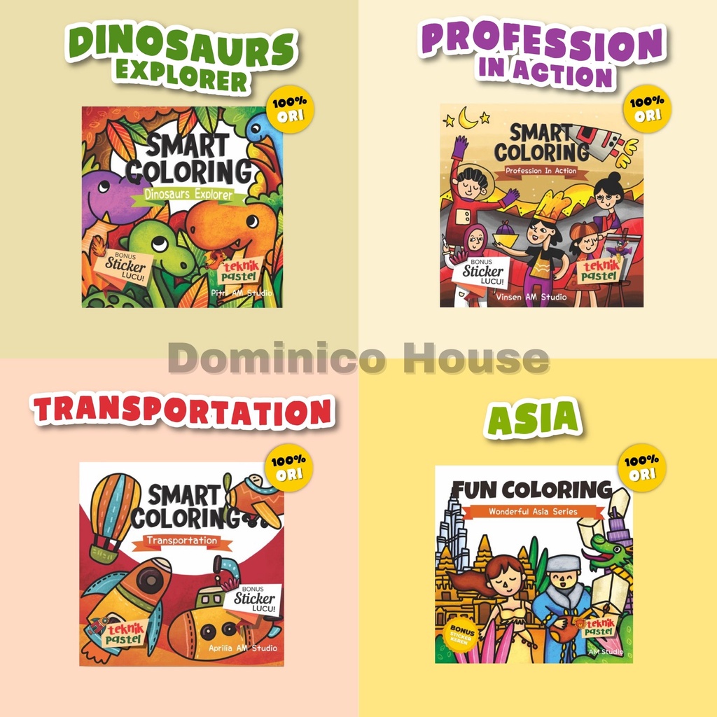 

BUKU MEWARNAI ANAK SD TK PAUD DEWASA KERTAS TEBAL BESERTA CONTOH SMART FUN COLORING BOOK FOR KIDS ADULT