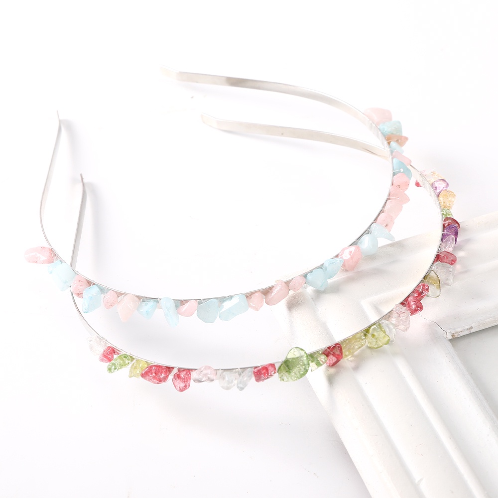 Bando Aksen Batu Kristal Warna-Warni Gaya Korea Untuk Wanita