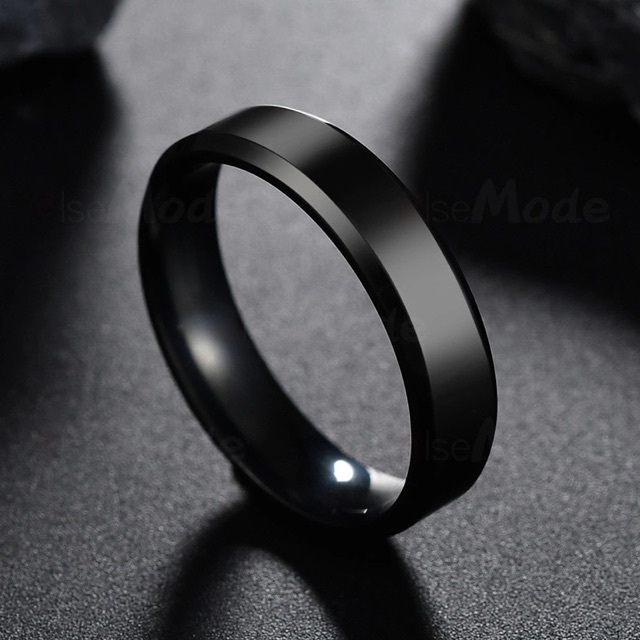 Cincin Pria Titanium Black Silver Gold Polos Simple JCP-013