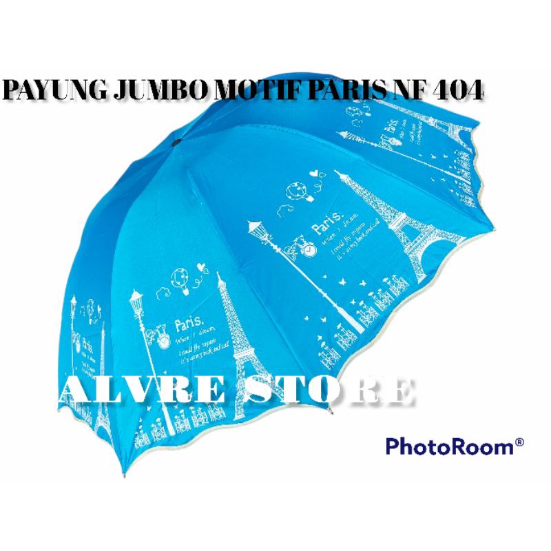 Payung Lipat 3 JUMBO Besar 10R Jari Motif PARIS Kode NF404 Anti UV