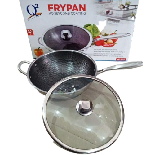 Panci Wajan Goreng Anti Lengket Frypan Honeycomb Wok 32 CM Q2 3288 - TERBARU