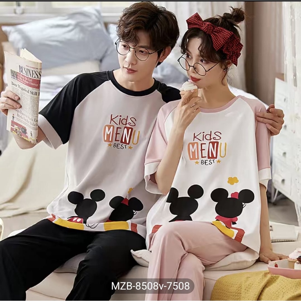 Baju tidur piyama CP couple bahan kaos import