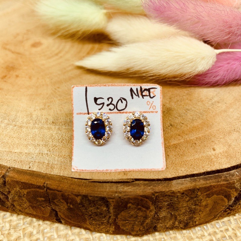 Anting Emas Asli 1.530 gram kadar 375 model Lady Diana Blue