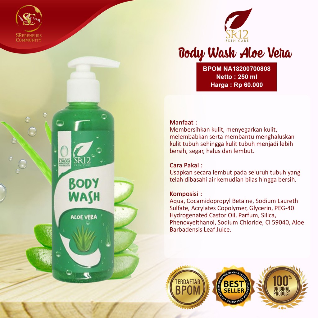 SABUN MANDI ALOEVERA BPOM / SABUN BADAN CAIR PENCERAH & PENYEGAR KULIT ...