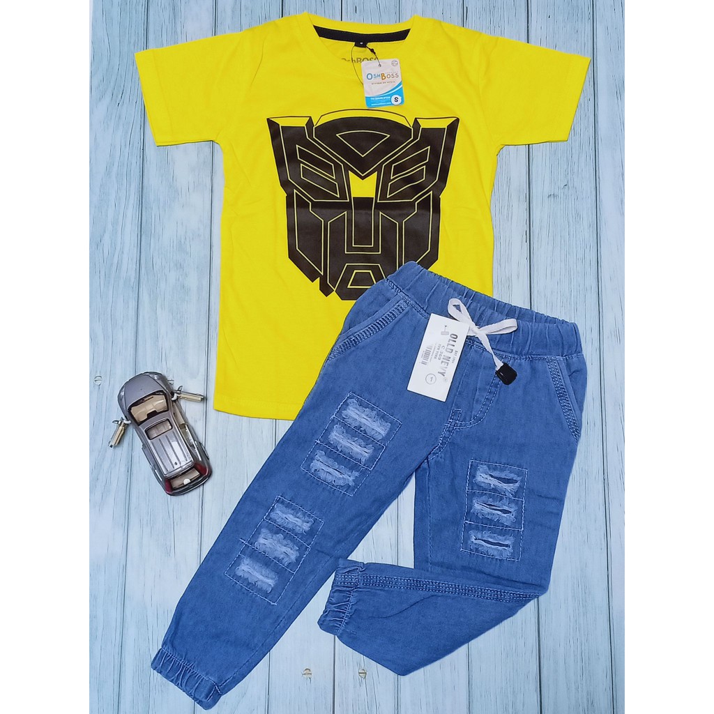 COD BAJU STELAN ANAK LAKI LAKI KAOS ABADI DAN CELANA JEAN RIPPED USIA 1-10 TAHUN OSHBOSS BAGIAN 2-TRANSFORMER