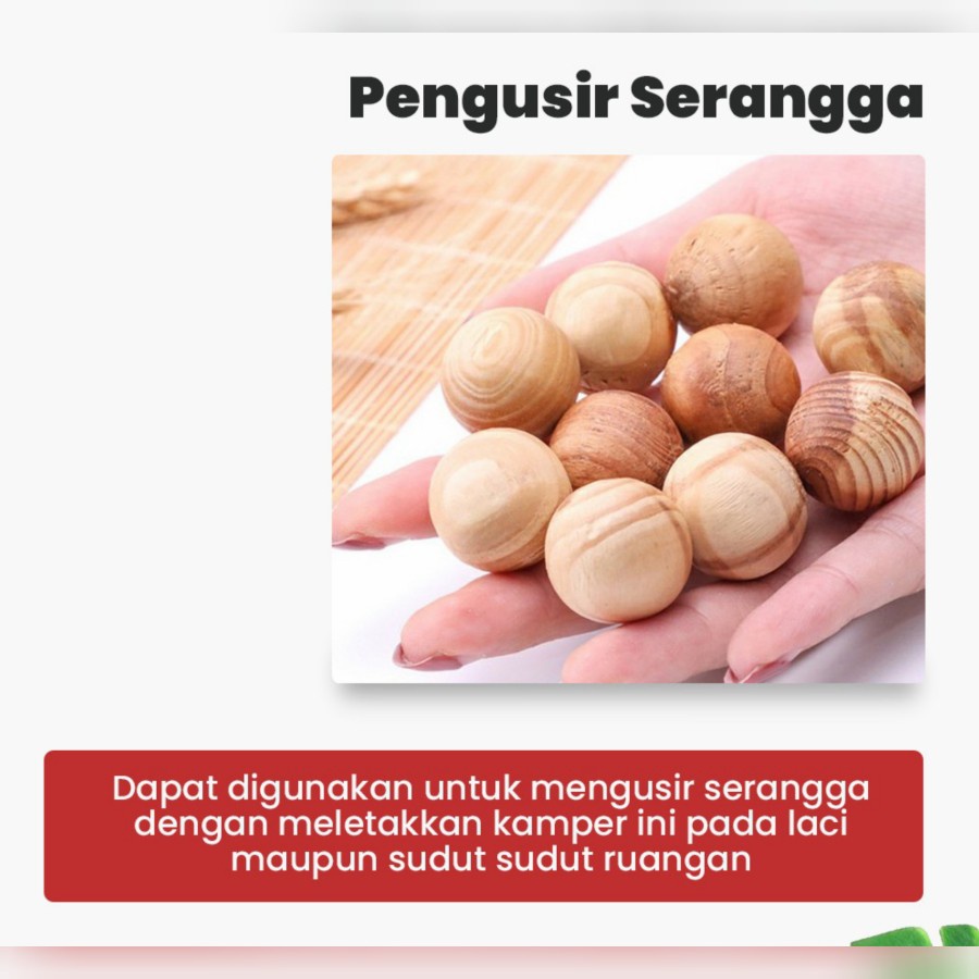 Bola Kayu Penganti Kapur Barus Kamper Alami Bola Kayu isi 5pcs Alami Kamper Pengharum Ruangan