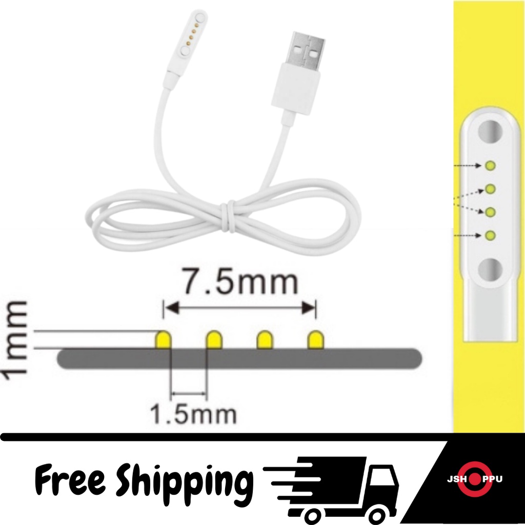 Kabel Charger Smartwatch Magnetik 4 Pin 4Pin Universal KW18 / KW88 / K88H / GT88 / GT68 / KW08 / KW18 / KW 98 / KW 99/ FS08 / GV68 / KW06