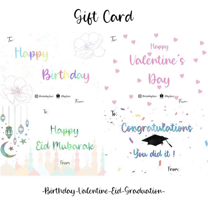 GIFT CARD TAMBAHAN(BIRTHDAY/EIDMUBARAK/GRADUATION/VALENTINE)