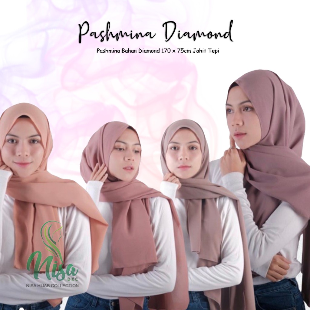 Pashmina Diamond Scarft Diamond Crep Polos Jahit Tepi