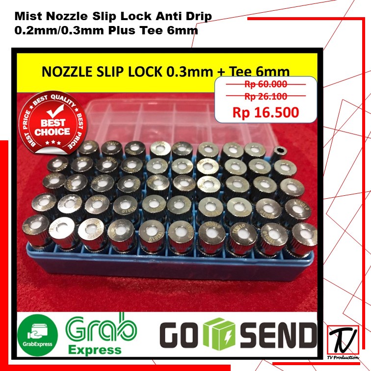 Mist Nozzle Slip Lock Anti Drip 0.2mm/0.3mm Plus Tee 6mm