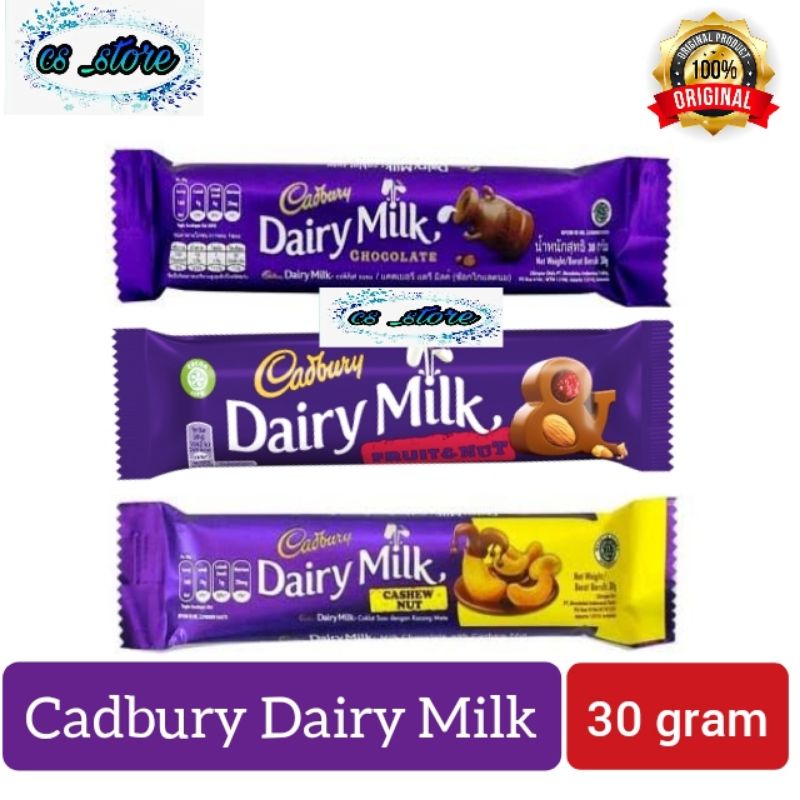 

Cadbury Dairy Milk 30gr - coklat all varian