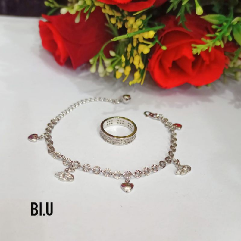 GELANG TANGAN WANITA TITANIUM FREE CINCIN MOTIF PILIHAN LAPIS EMAS 22 K ANTI KARAT