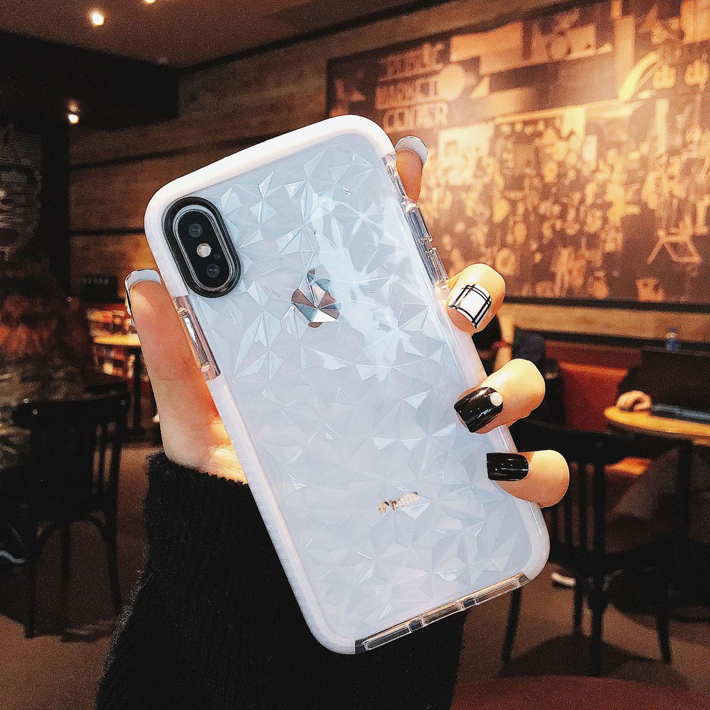 Premium Case iPhone 6 6 Plus 7 8 8plus X XS IPhone 11 Pro Max XR SE2 Diamond Pattern Bahan Silikon Lembut Untuk-White