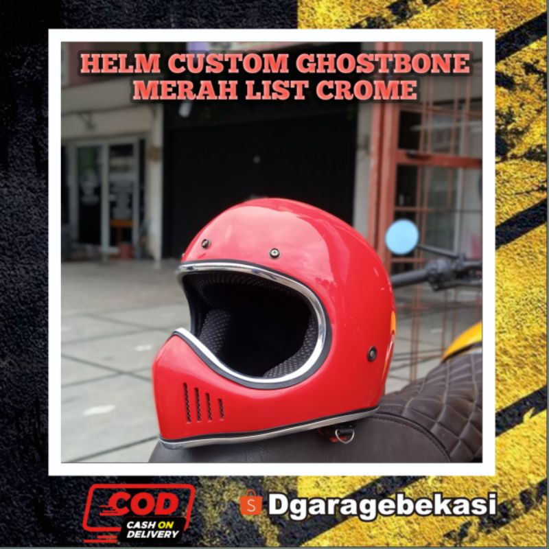 HELM CUSTOM GHOSTBONE cc cakil, helm custom, helm vespa, HBC