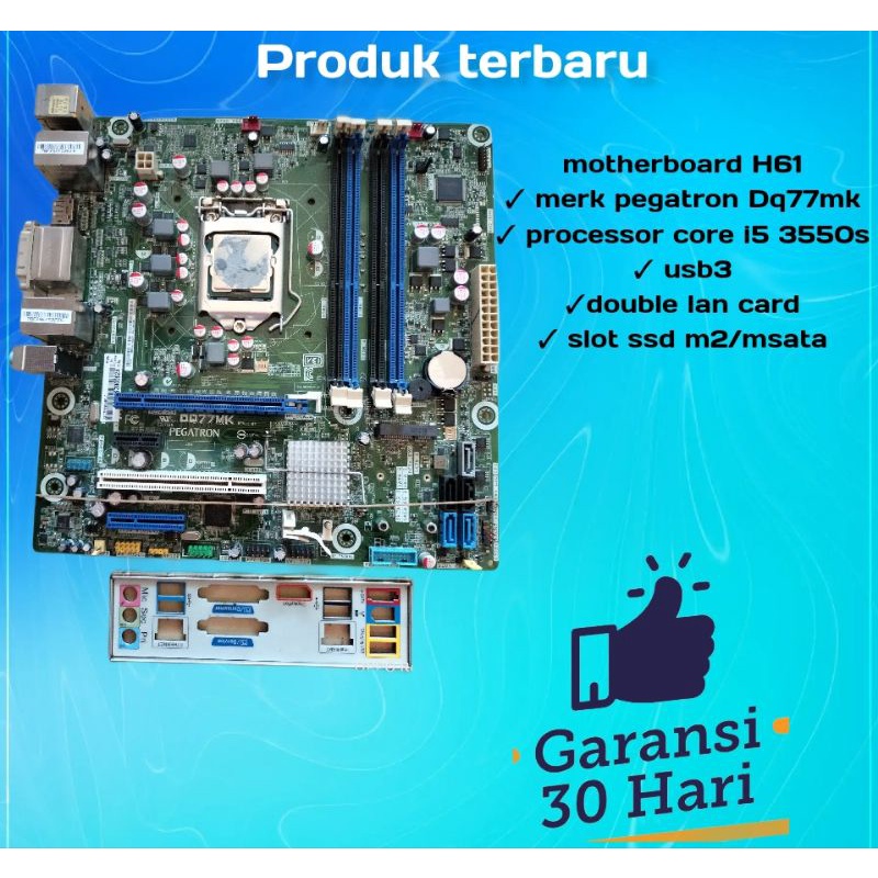 Paket motherboard h61 + intel core i5 2400 usb 3 double lan