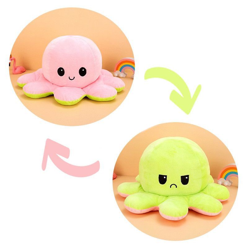 【Ready Stock】50cm Double-Sided Flip Reversible Octopus Plush Toy Marine Life Stuffed Animals Doll Kids Gift