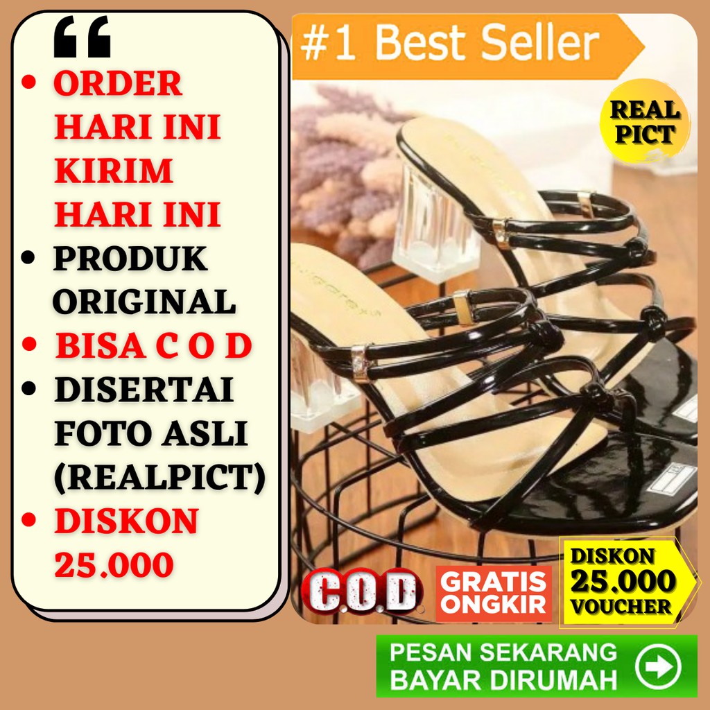 Sepatu Heels Kaca Wanita Higheels Heel Hak Tinggi Tahu Cewek Import Murah Anak Perempuan 5cm Terbaru