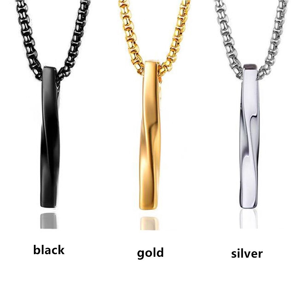 ROW New Necklace Gift Stainless Steel Chain Pendant Trendy Men Fashion Jewelry Simple Rectangle/Multicolor