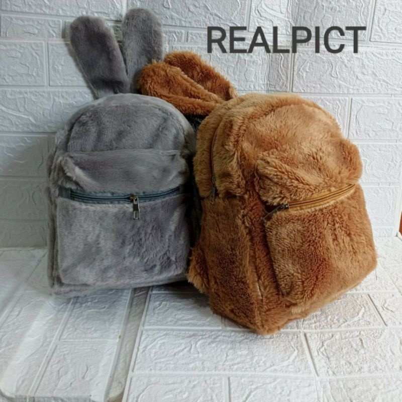 REALPICT Ransel bunny/Ransel Melody bulu bulu tas Gendong anak,remaja korean