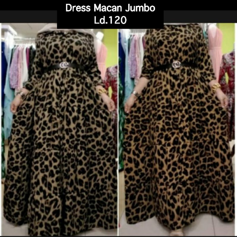 Gamis Macan Coklat Monalisa Free Masker Gamis Macan Dress Leopard
