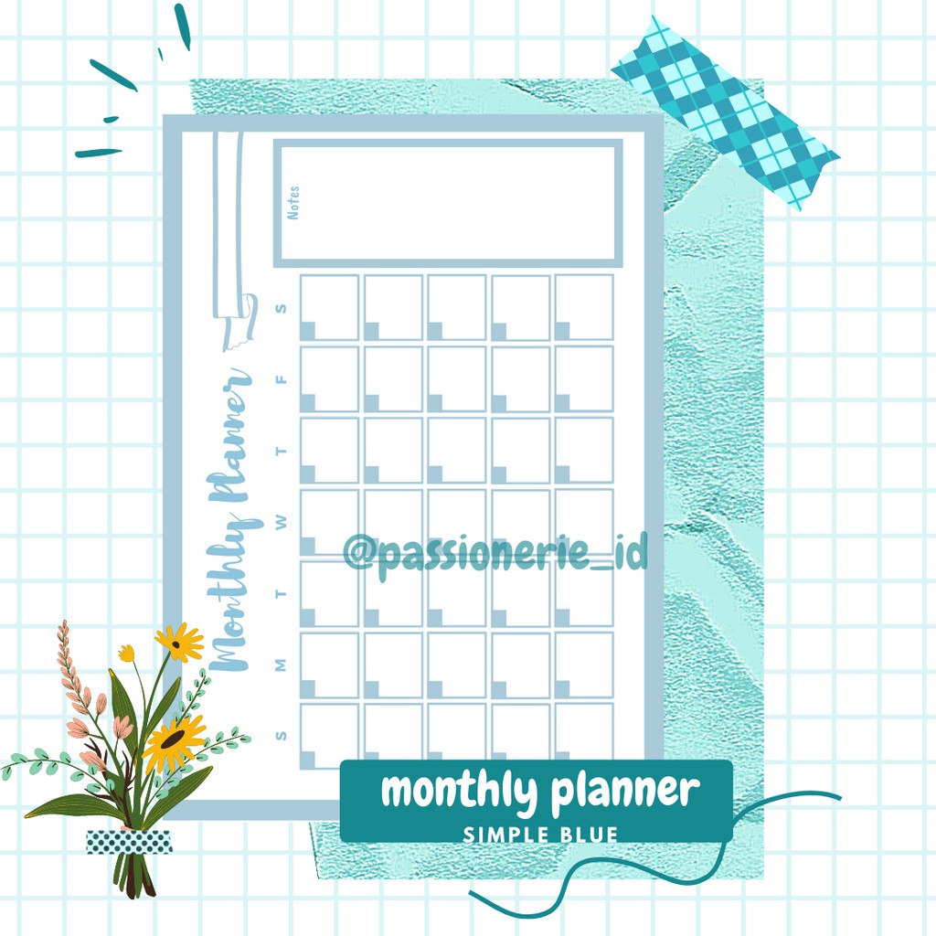 

A5 Monthly Planner SIMPLE Set 15 Lembar Insert Isi Binder Passionerie Aesthetic Custom