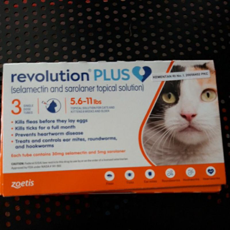 obat tetes kutu revolution plus cat 5.6-11 lbs ecer 1 tube (pertube)