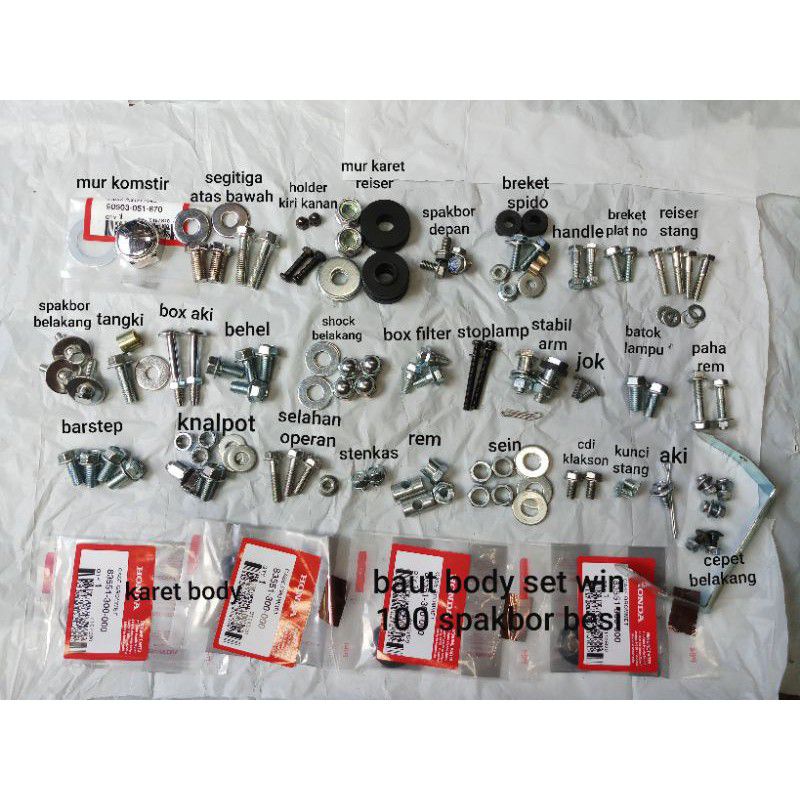 baut body full set honda win 100 Original type spakbor besi Standar