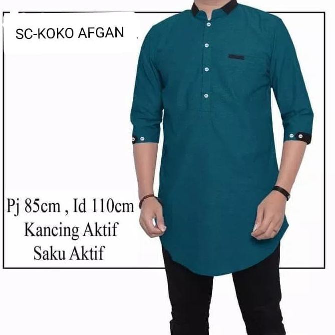✪E10070♚ [KOKO AFGAN TOSCA SC] Baju koko pria katun hijau tosca