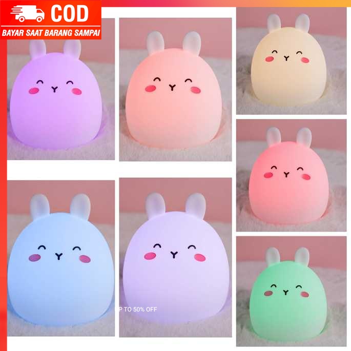 (100% BARANG ORI) ANTINIYA Lampu Tidur Lucu Anak LED RGB Light Model Kelinci - M22