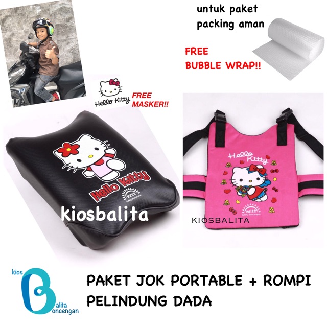 FREE MASKER &amp; BUBBLE WRAP!! PAKET JOK PORTABLE KURSI BONCENGAN MOTOR ANAK + ROMPI PELINDUNG DADA